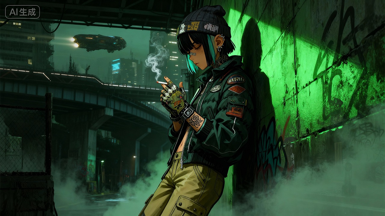 赛博都市猎人GREEN（图ZMzk3NzA3NDI4） - AI作品 - 站酷设计师vannocent原创素材 - 站酷ZCOOL