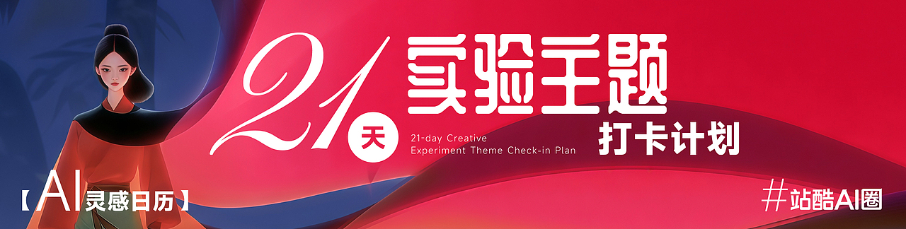 站酷AI圈｜用AI开启21天灵感实验，解锁你的创作成就！（图ZMzk3NzU0MjA0） - AI作品 - 站酷设计师站酷活动原创素材 - 站酷ZCOOL