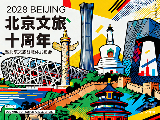 10秒为2028北京文旅成立10周年设计KV形象画面