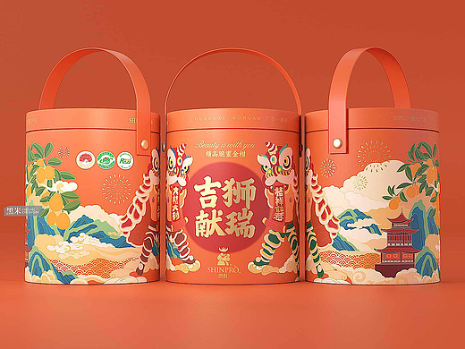 水果礼盒包装设计 新春全家桶包装设计