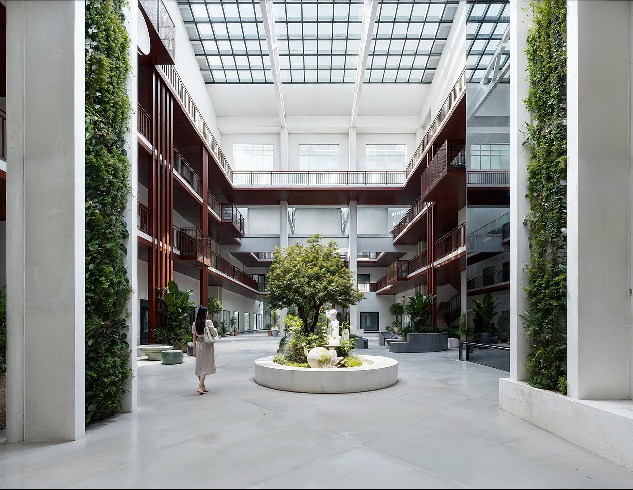 现代公司大堂 效果图 现代绿化 工装