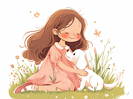 小女孩和她的宠物狗狗