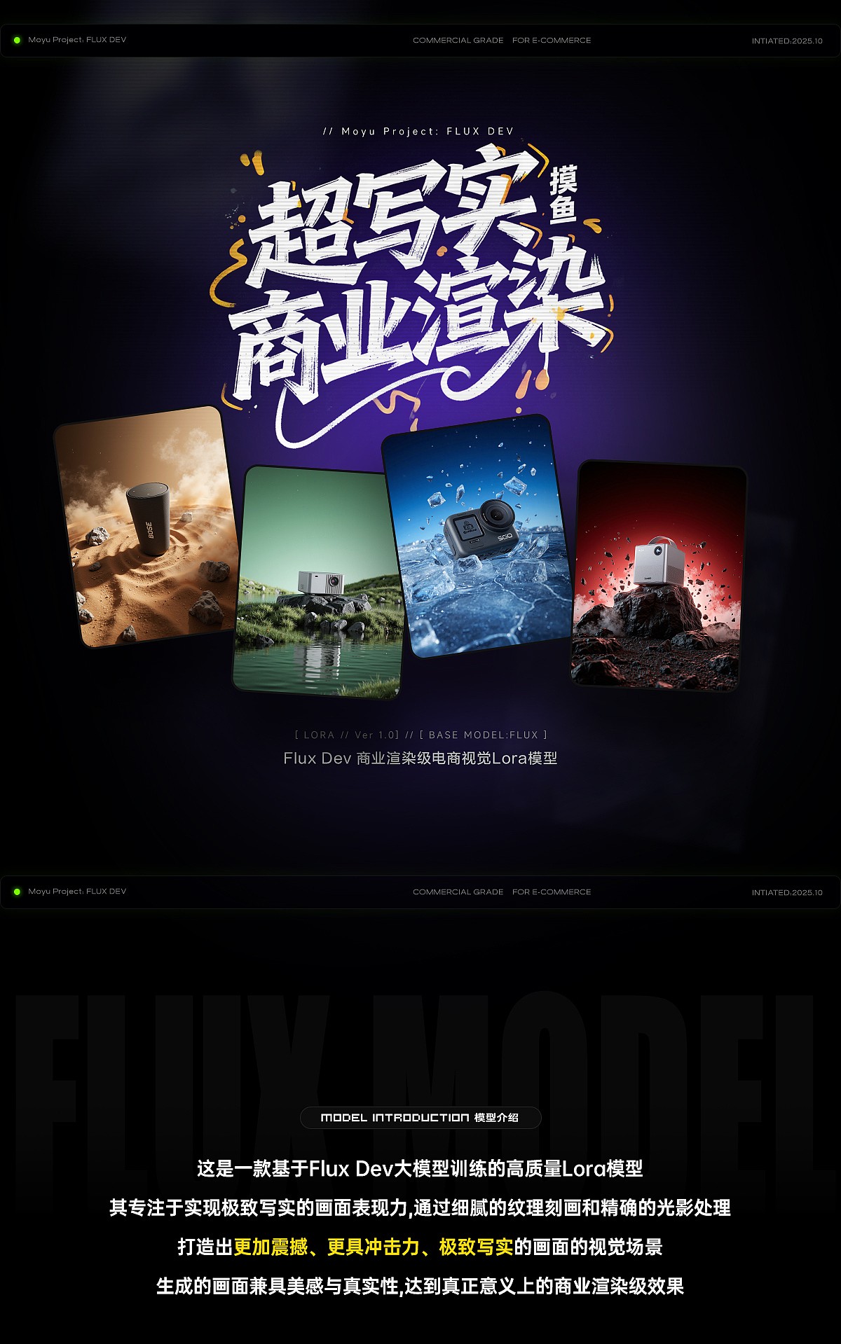 【摸鱼】Flux超写实商业渲染Lora