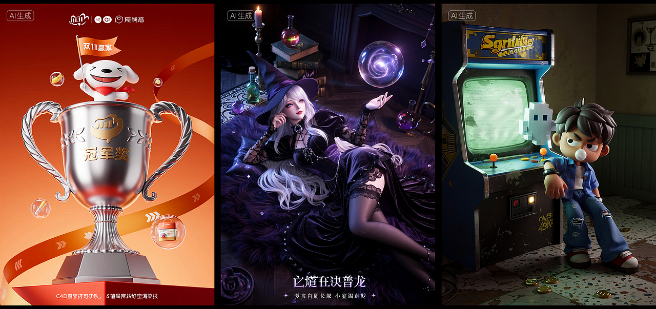 【摸鱼】3D电商渲染级KV海报Lora