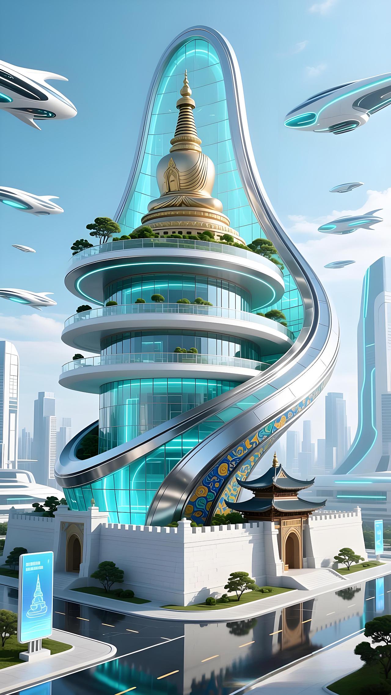 传统根系科幻之城（图ZMzk3ODQ1NTc2） - AI作品 - 站酷设计师海报设计师原创素材 - 站酷ZCOOL