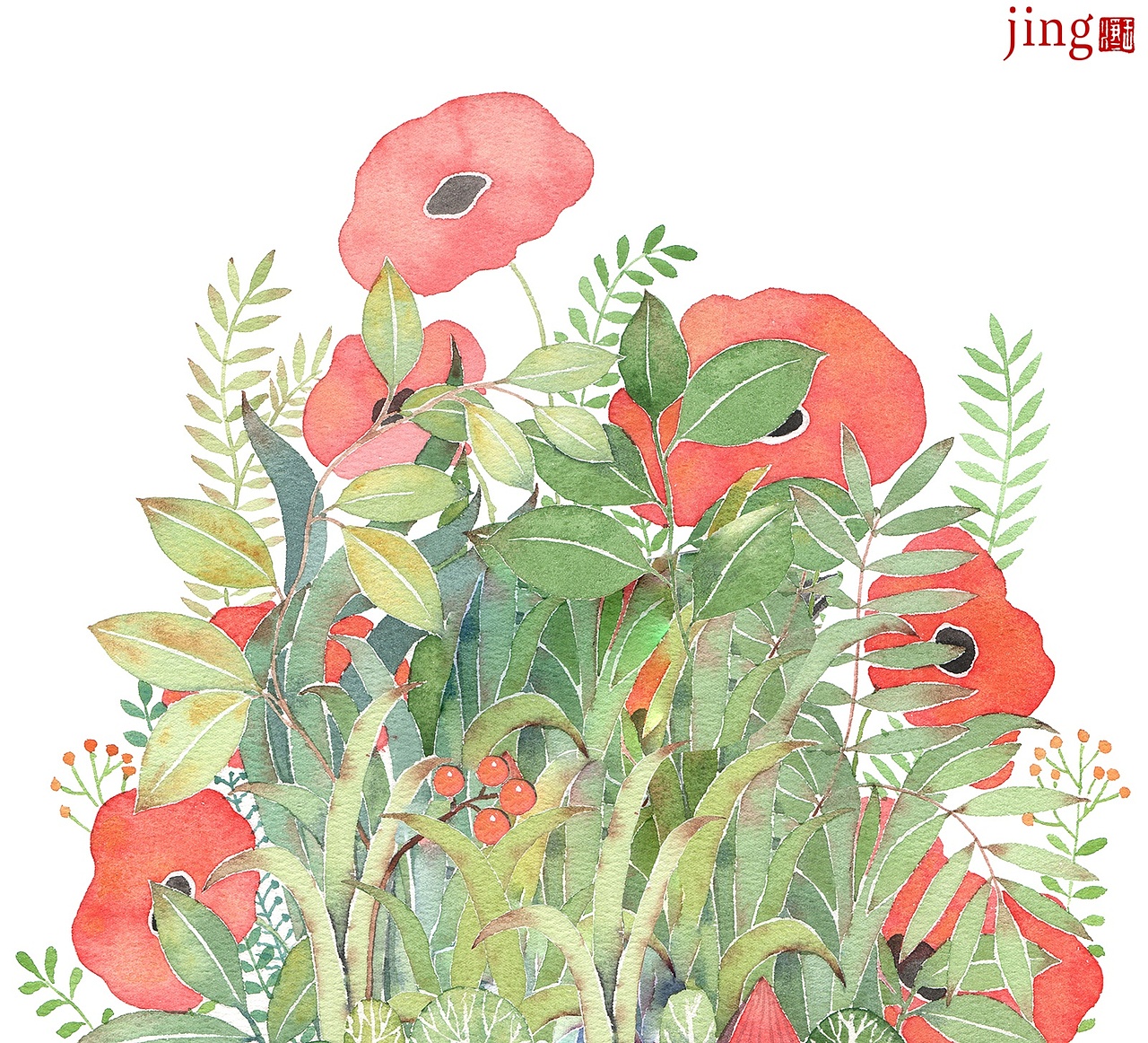 水彩手绘 40幅花卉&风景插画