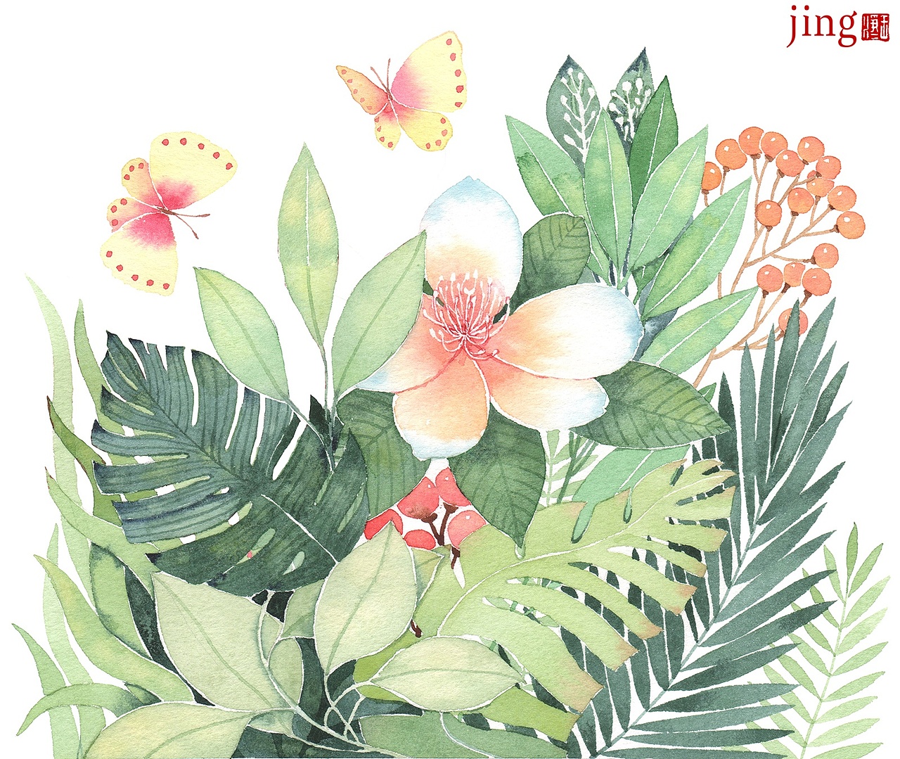 水彩手绘 40幅花卉&风景插画