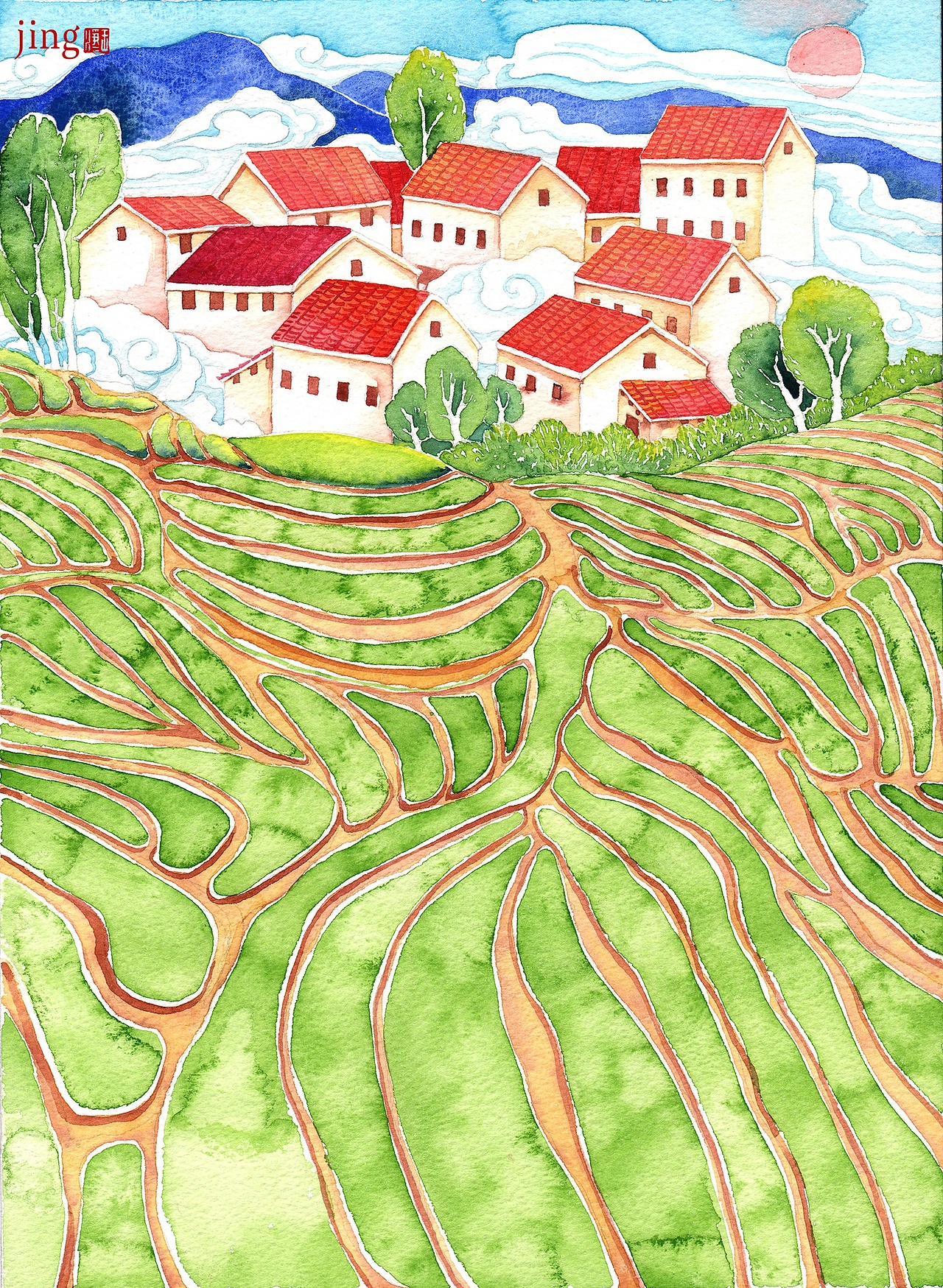 水彩手绘 40幅花卉&风景插画