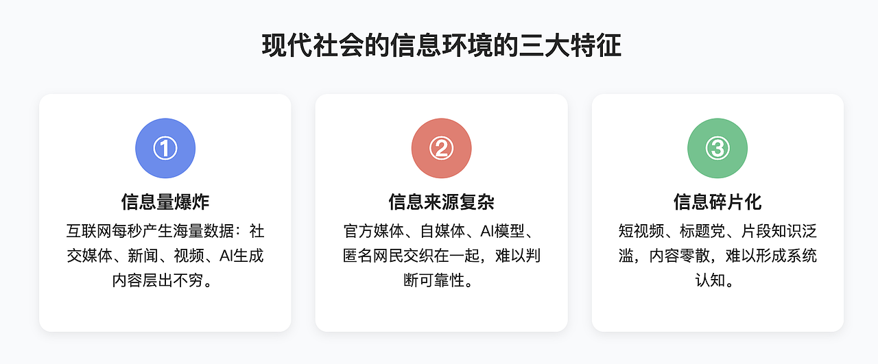 换句话说,信息很多,但真正的知识越来越少。