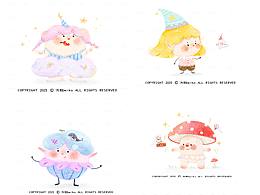 一組原創(chuàng)的水彩精靈插畫