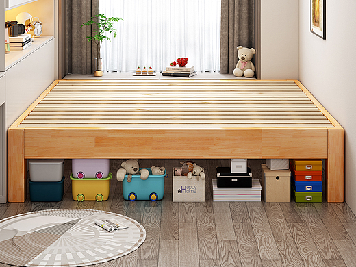 实木床 排骨架床 榻榻米床 淘宝家具3D家具效果图 