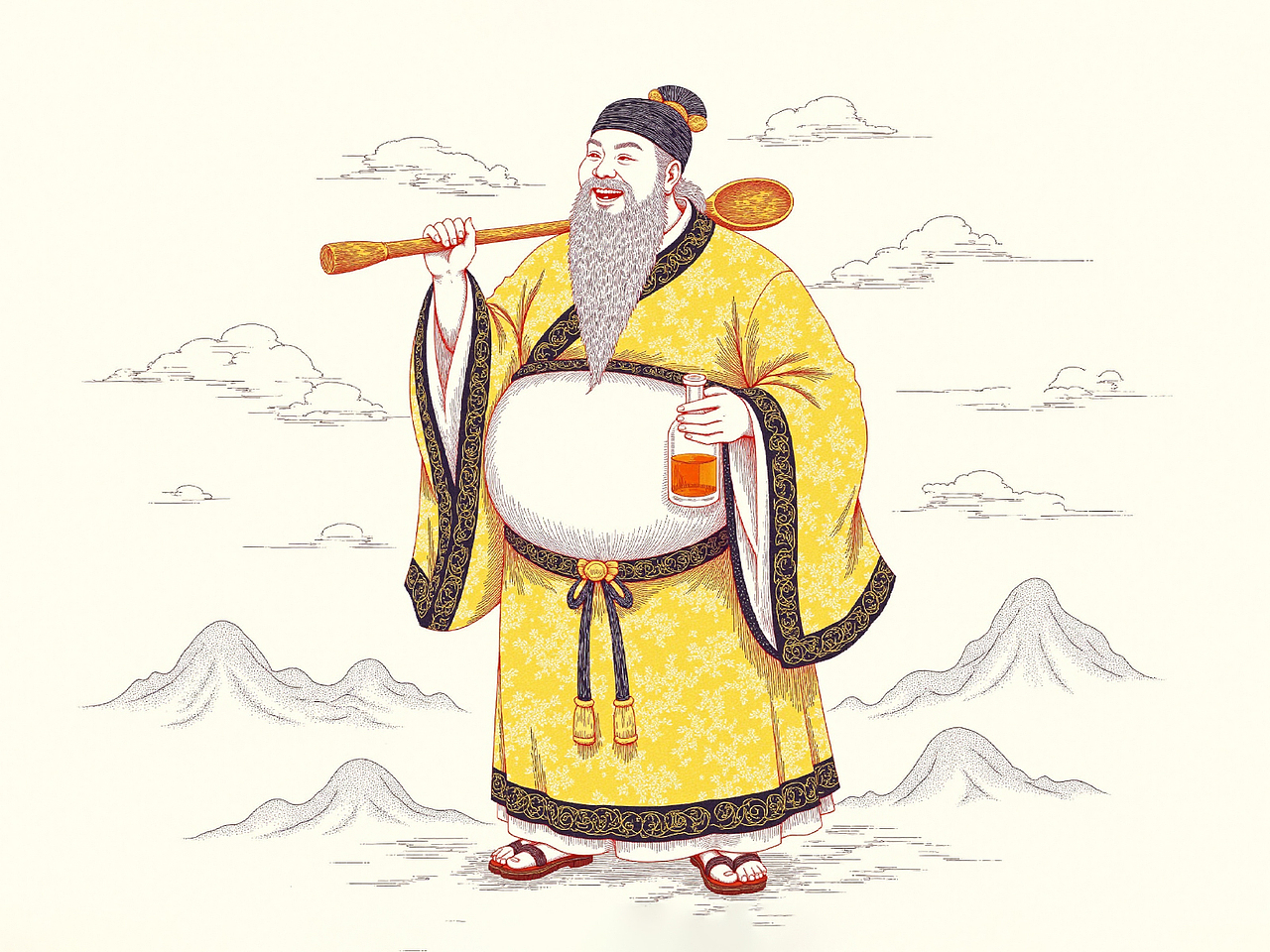 传统木板印刷丨国潮插画