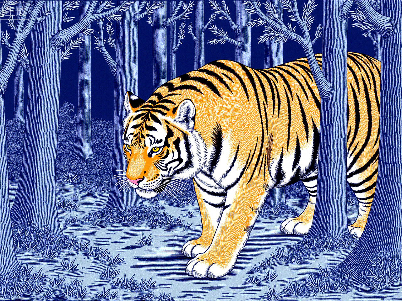 传统木板印刷丨国潮插画