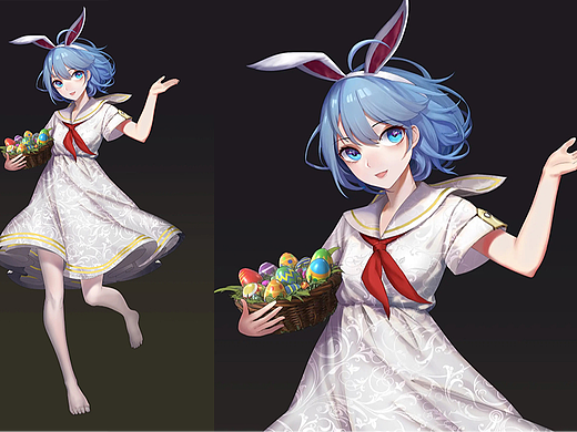 3dmax-零基础短发兔耳二次元少女角色模型制作教程。