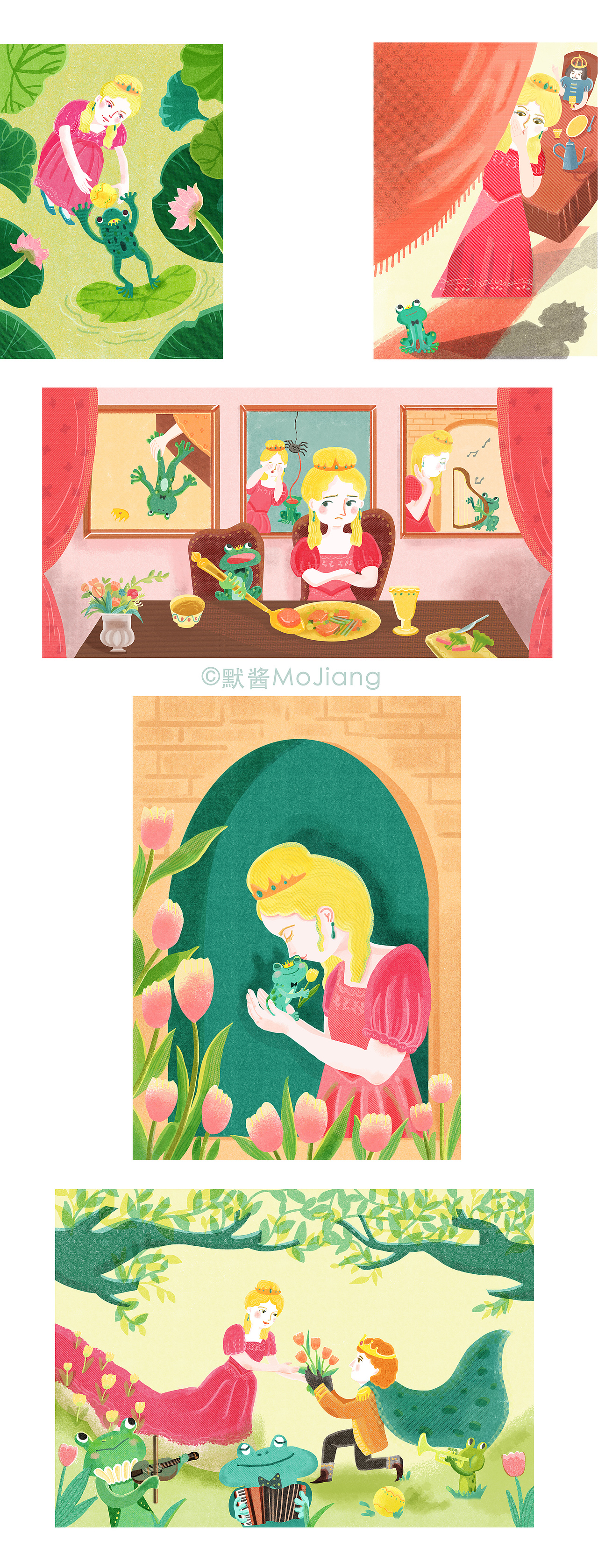 青蛙王子插画|版画风|格林童话插画展