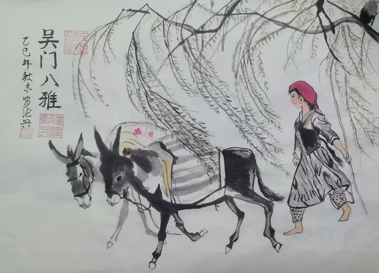 吴俊彬指导弟子薛继忠画驴,黄胄再传弟子排名第一张明