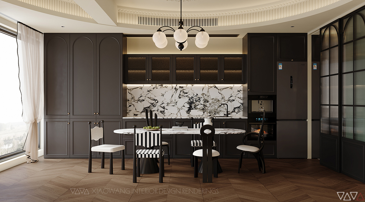 法式 客餐厅效果图（图ZMzk3OTYwMTA4） - 家装设计 - 站酷设计师地平线室内效果图原创素材 - 站酷ZCOOL