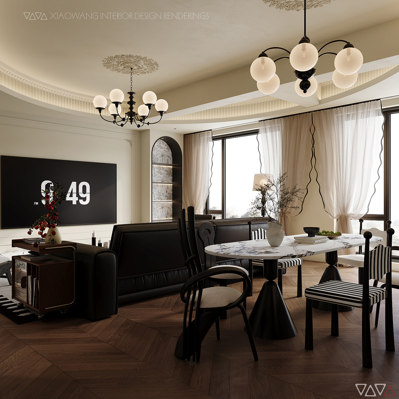 法式 客餐厅效果图（图ZMzk3OTYwMTI4） - 家装设计 - 站酷设计师地平线室内效果图原创素材 - 站酷ZCOOL