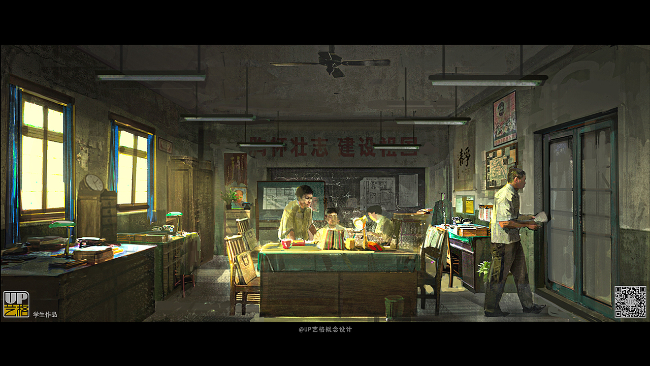 年代题材学生气氛图作品4-UP艺格 影视概念设计班（图ZMzk3OTYxOTc2） - 设定/分镜 - 站酷设计师郑成龙原创素材 - 站酷ZCOOL