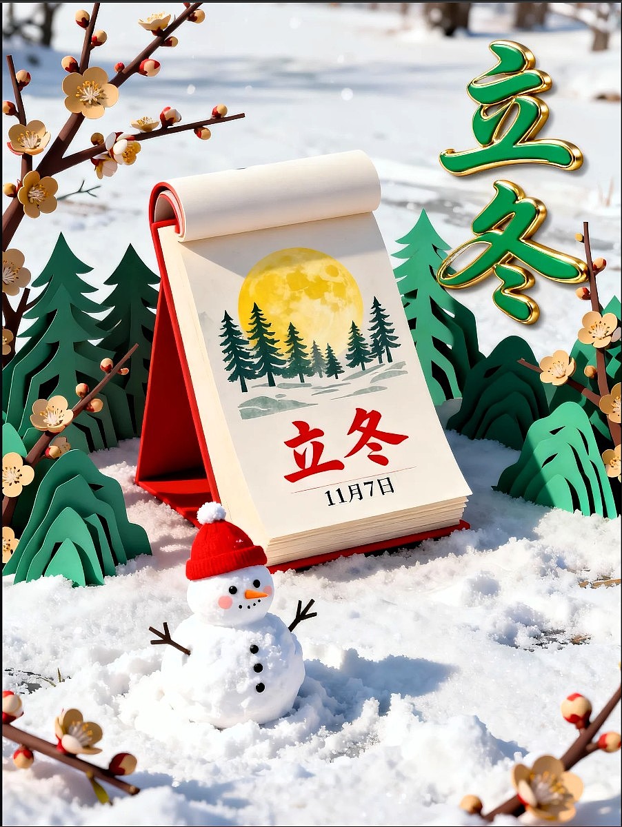 既梦AI设计 立冬节气海报/AIGC设计/平面海报/