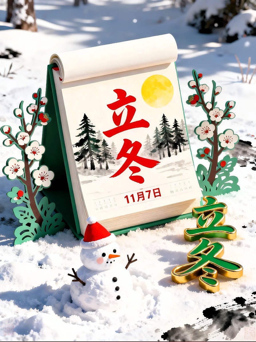 既梦AI设计 立冬节气海报/AIGC设计/平面海报/（图ZMzk3OTgzMTE2） - 海报 - 站酷设计师风中的玫瑰耶原创素材 - 站酷ZCOOL