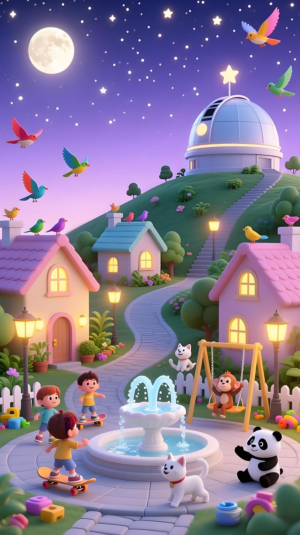 儿童房的视觉中心和活动背景板:恬静小镇