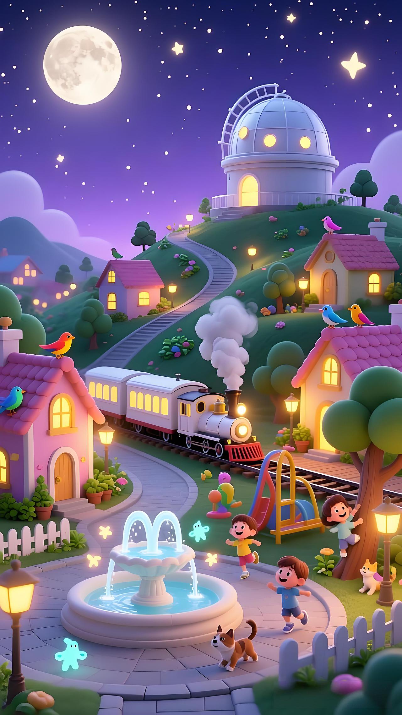 儿童房的视觉中心和活动背景板:恬静小镇