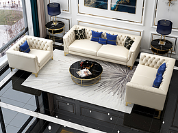 淘寶家具3D家具效果圖 真皮沙發(fā) 奶油風(fēng)沙發(fā) 白色沙發(fā)