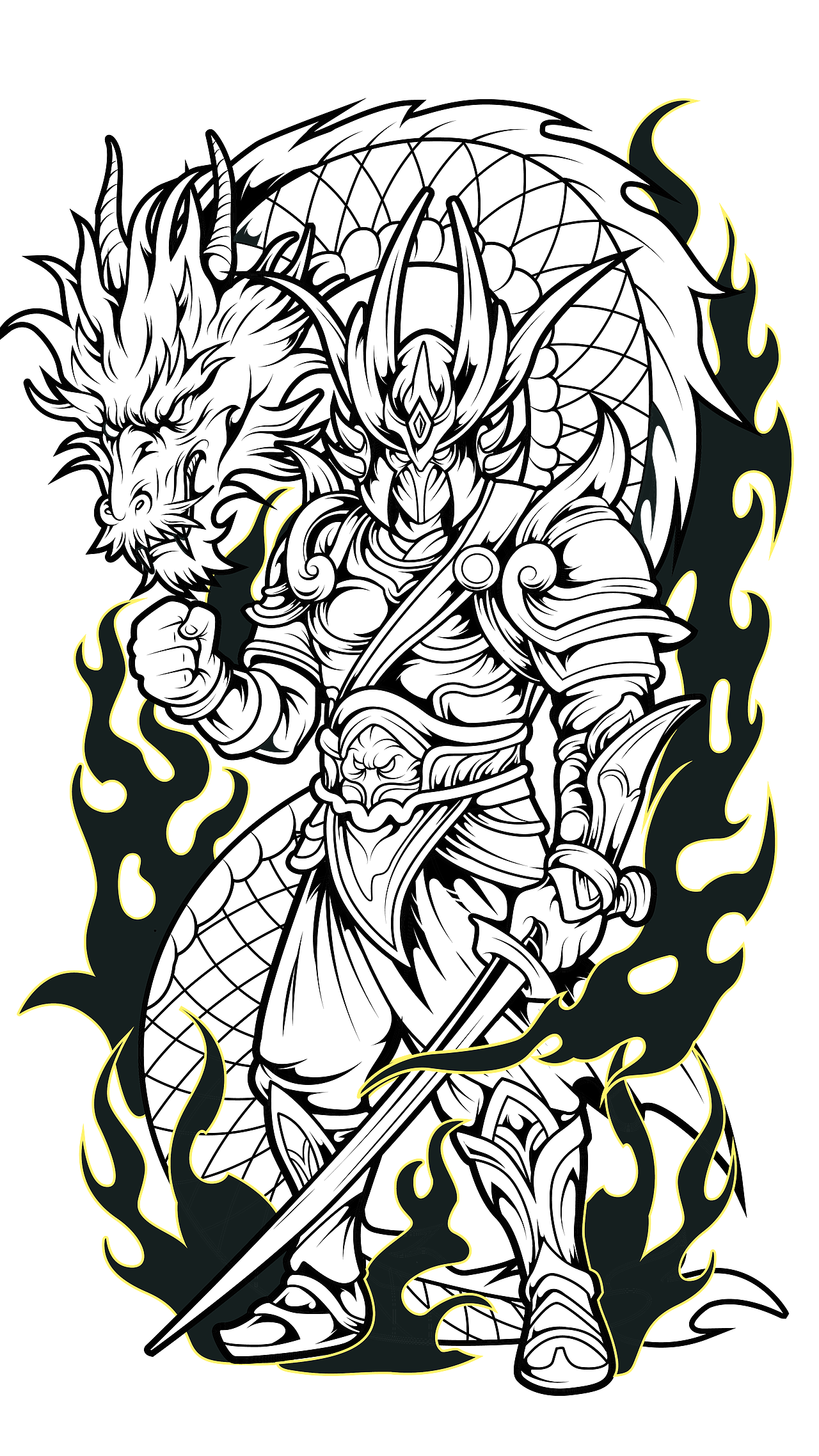 矢量插画《赤龙骑士》