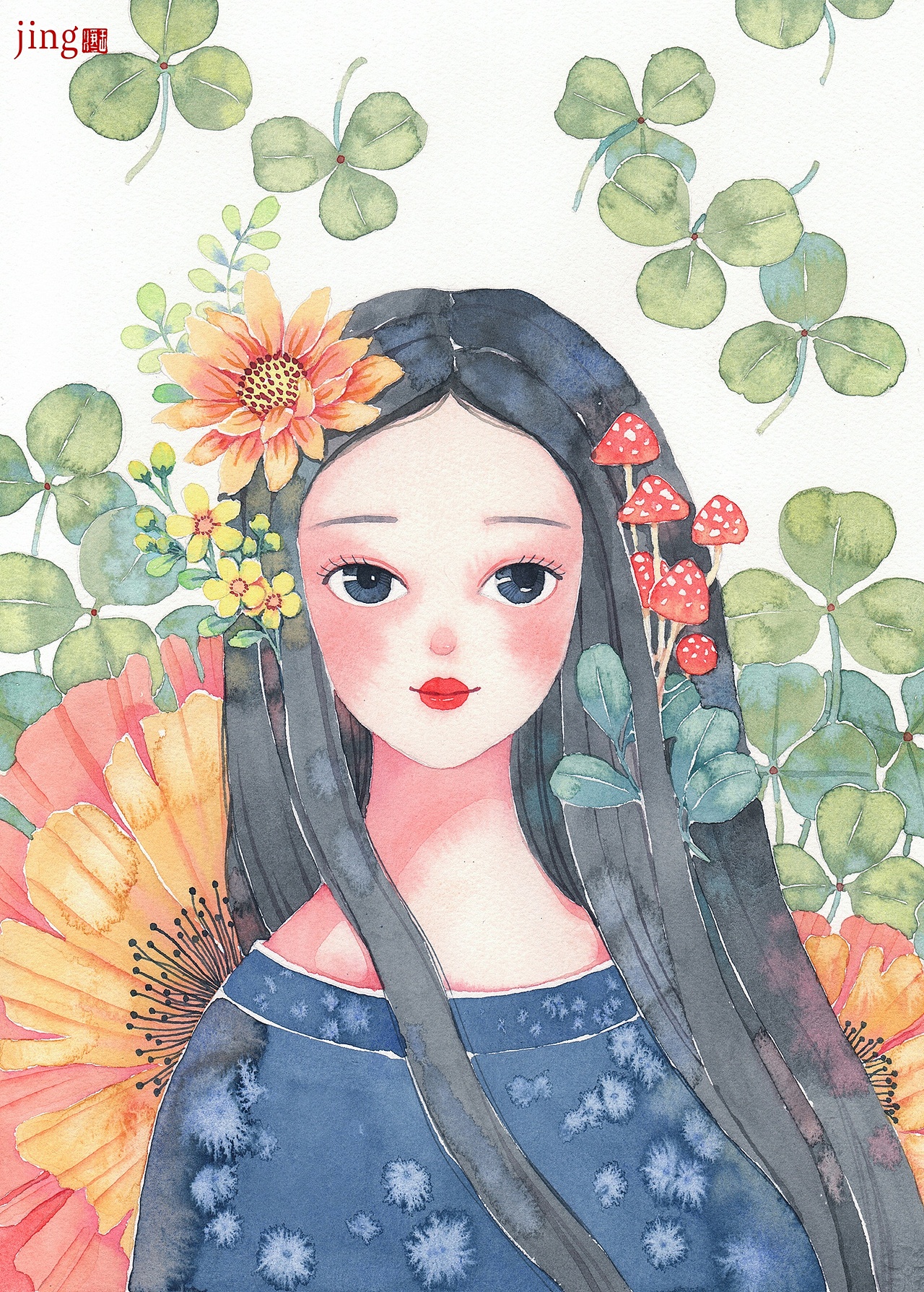 80幅纸本水彩画 人物女生&男生系列