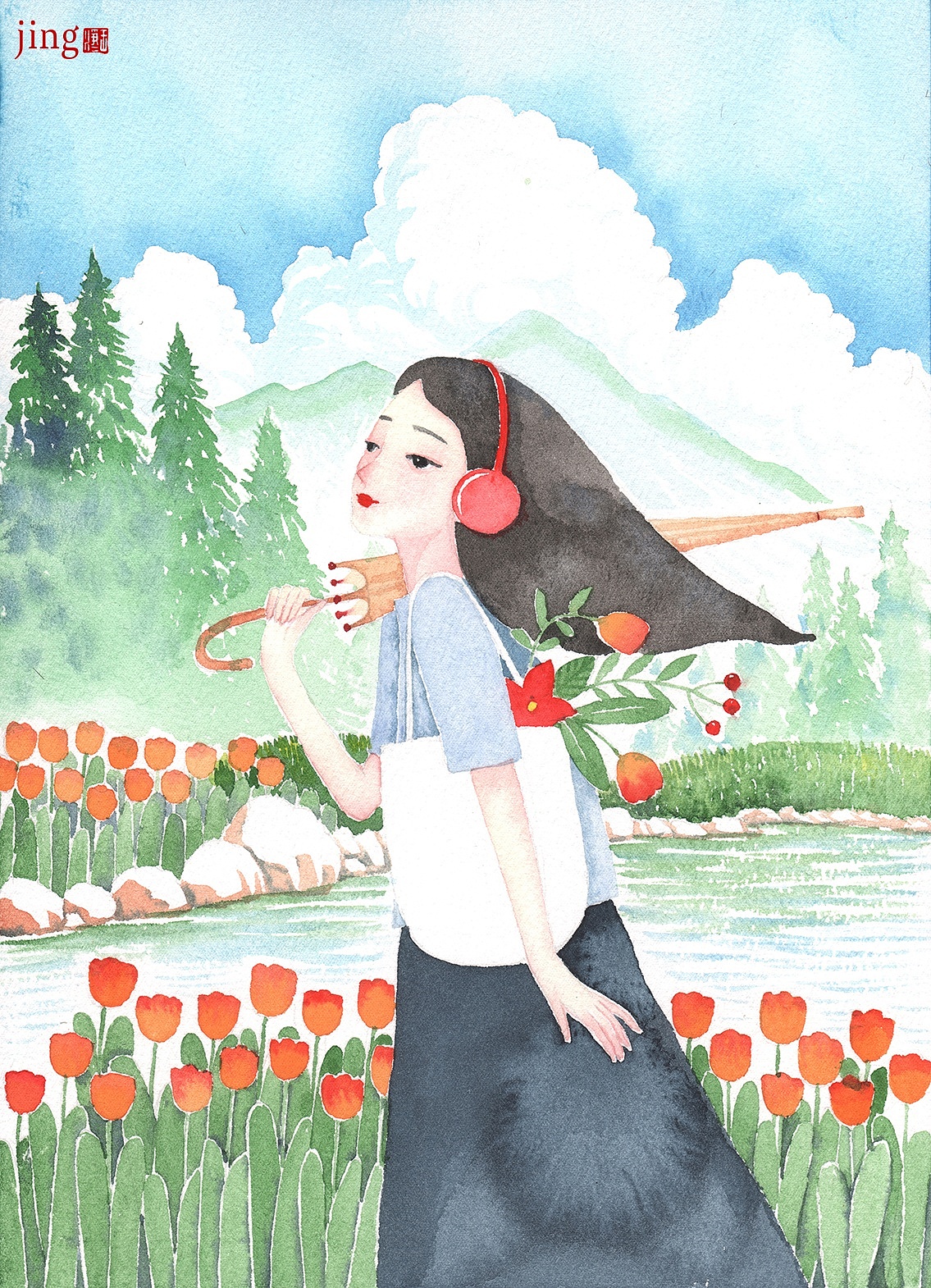 80幅纸本水彩画 人物女生&男生系列