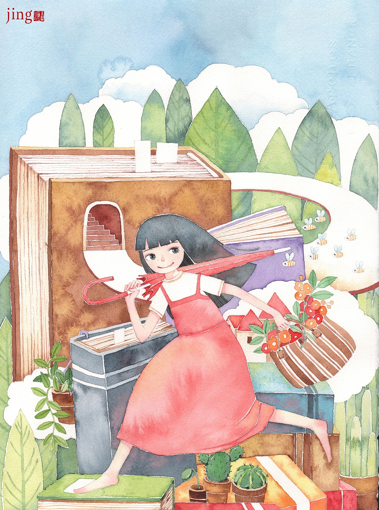 80幅纸本水彩画 人物女生&男生系列
