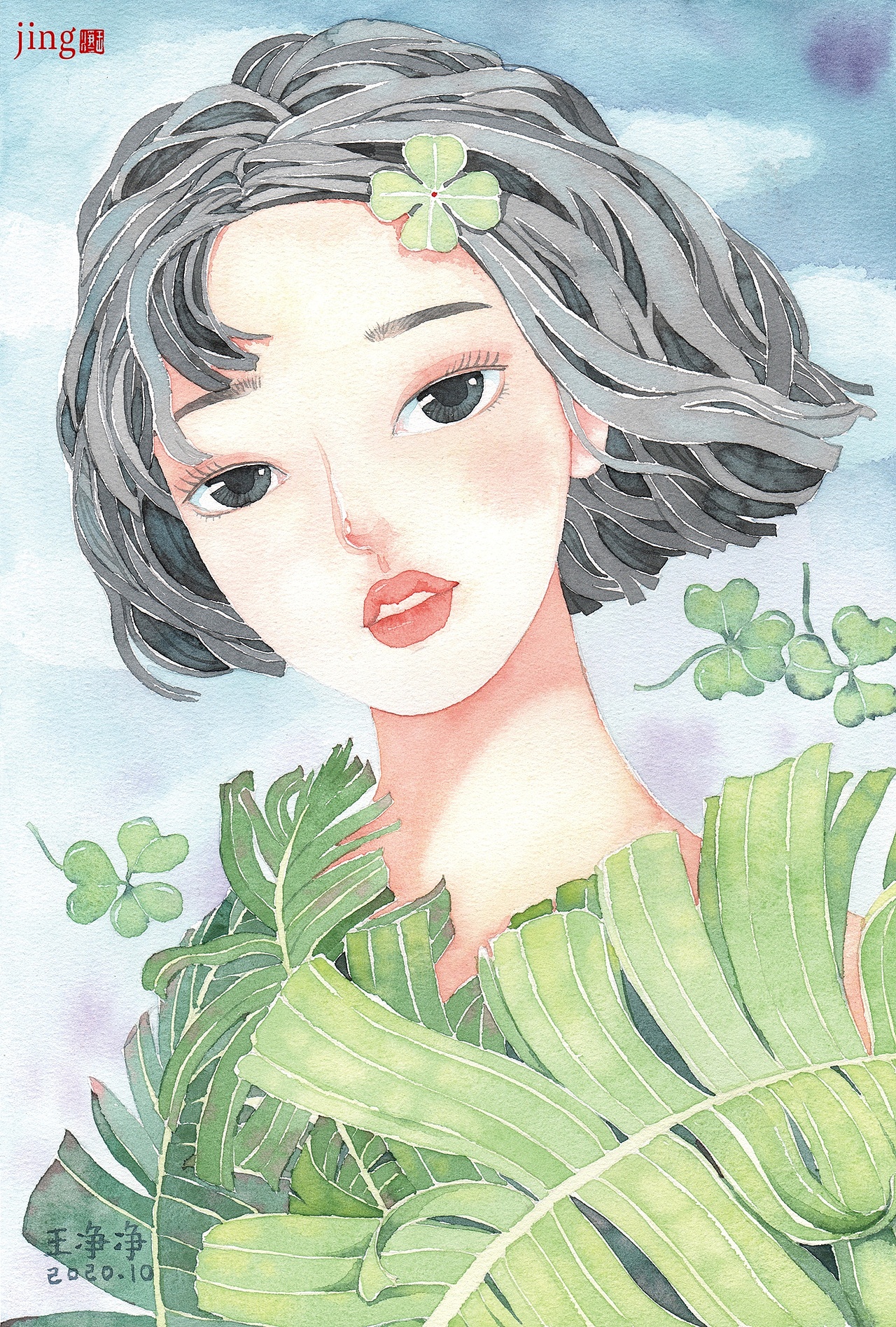 80幅纸本水彩画 人物女生&男生系列