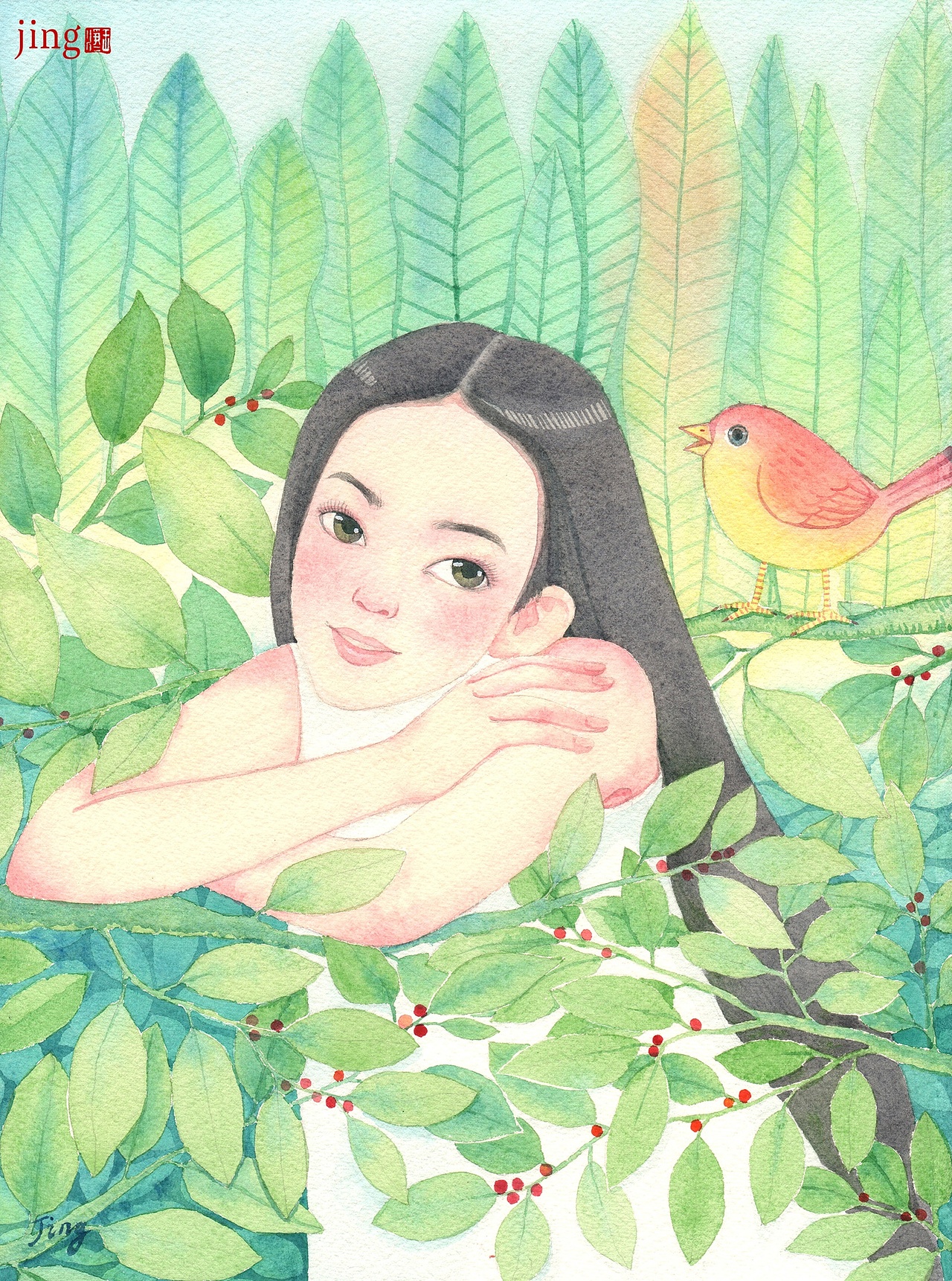 80幅纸本水彩画 人物女生&男生系列