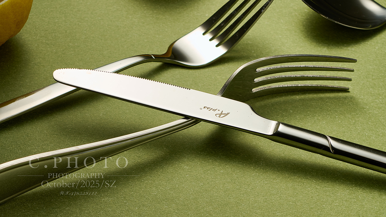 餐具摄影不锈钢刀叉拍摄深圳美食摄影产品摄影静物摄影