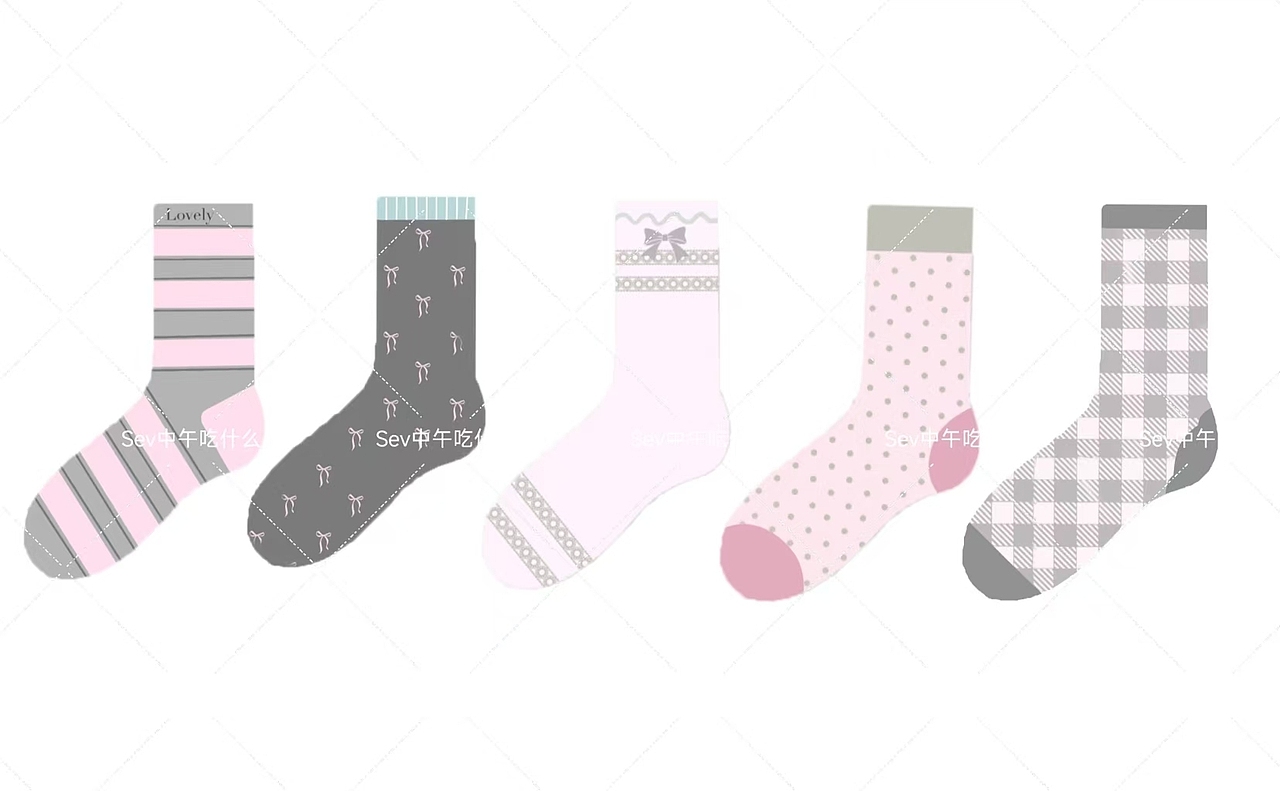 袜子设计——新款秋冬灰粉系列超百搭ins 韩系女袜（图ZMzk4MDc4MzM2） - 图案 - 站酷设计师Sev中午吃什么原创素材 - 站酷ZCOOL