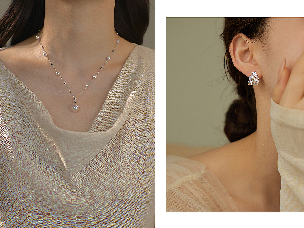 自带高级感的珍珠饰品丨项链丨耳环丨麦图摄影丨无头风