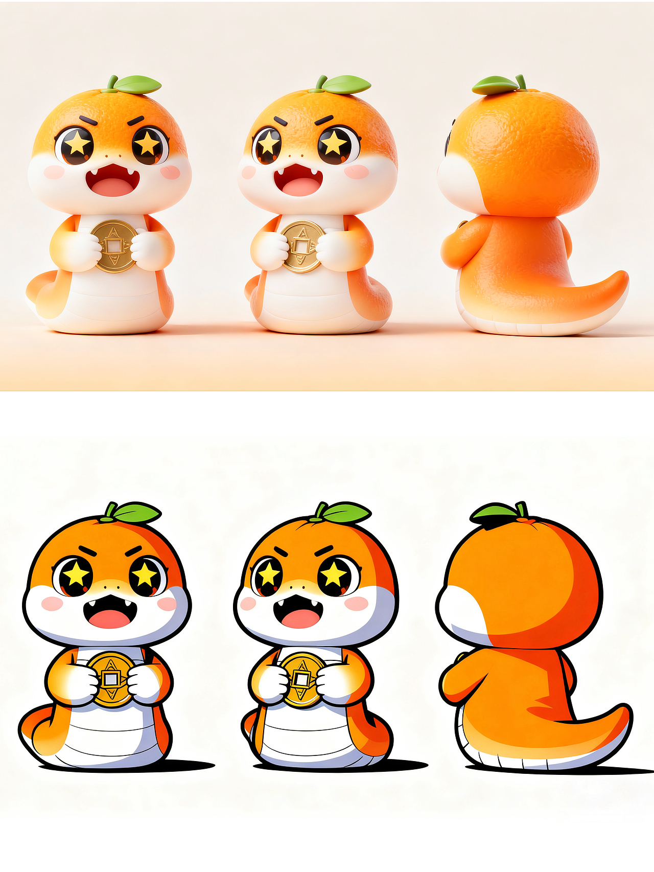 超级可爱的桔子🍊蛇IP形象设计