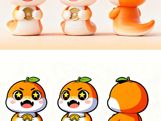 超级可爱的桔子🍊蛇IP形象设计