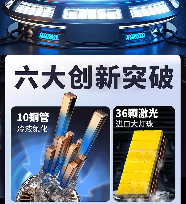 LED高亮度汽车激光灯 十铜管激光大灯