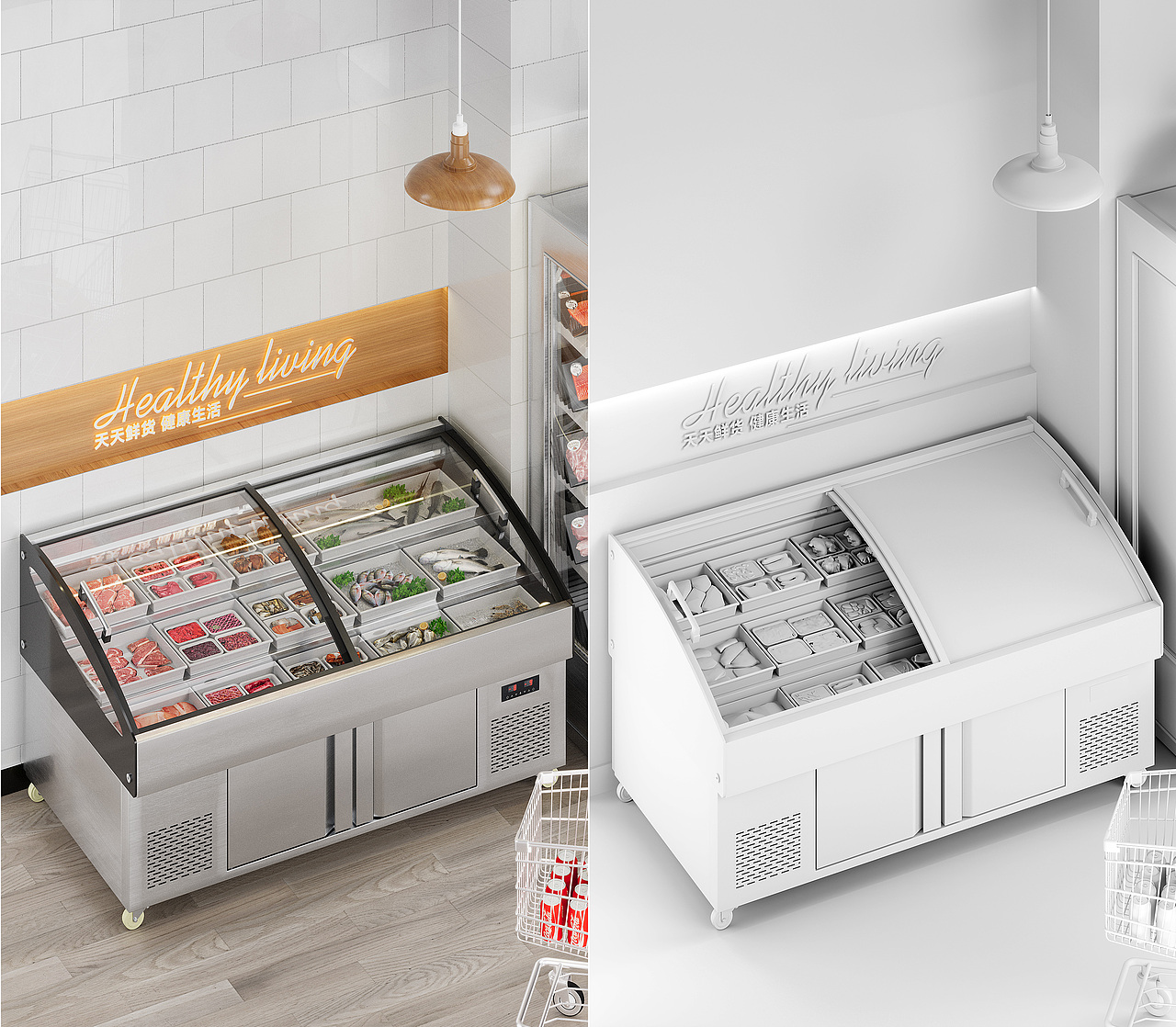 阶梯展示柜 商用制冷设备 3D建模渲染/详情页/主图/SKU