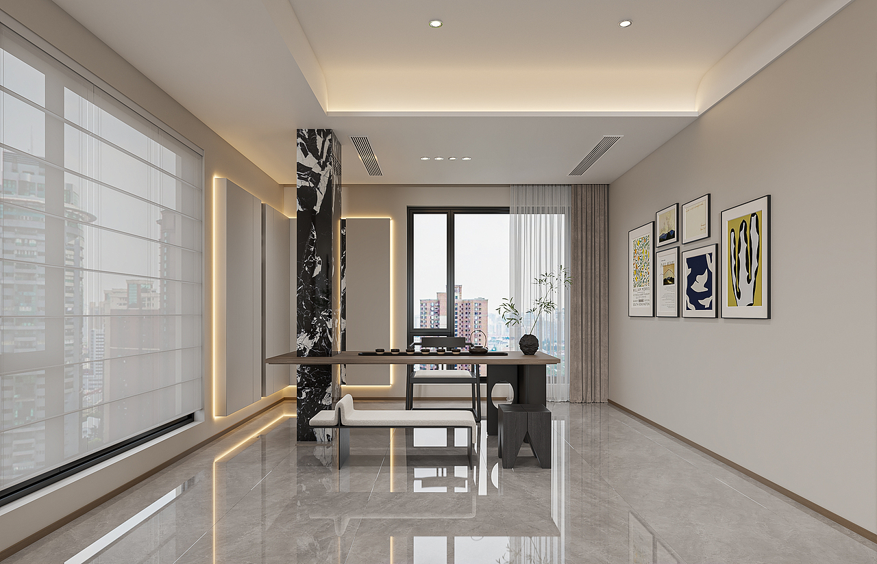 现代客餐厅茶室—择木创建新晨效果图