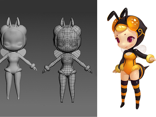 3dmax-零基础蜜蜂小精灵角色模型制作教程。3dmax建模