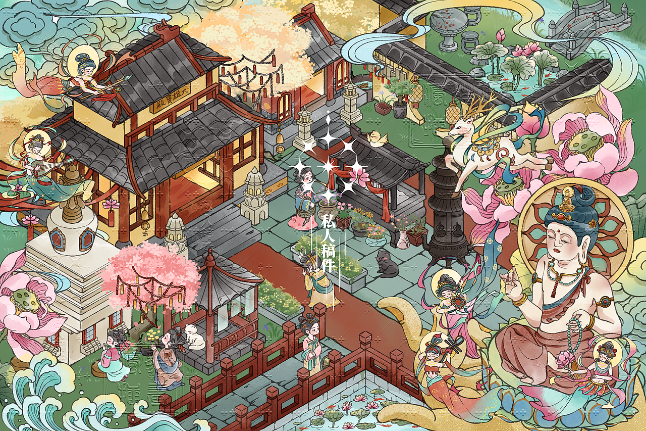 古风大场景（图ZMzk4MTI5NTcy） - 商业插画 - 站酷设计师半自动疯猫原创素材 - 站酷ZCOOL