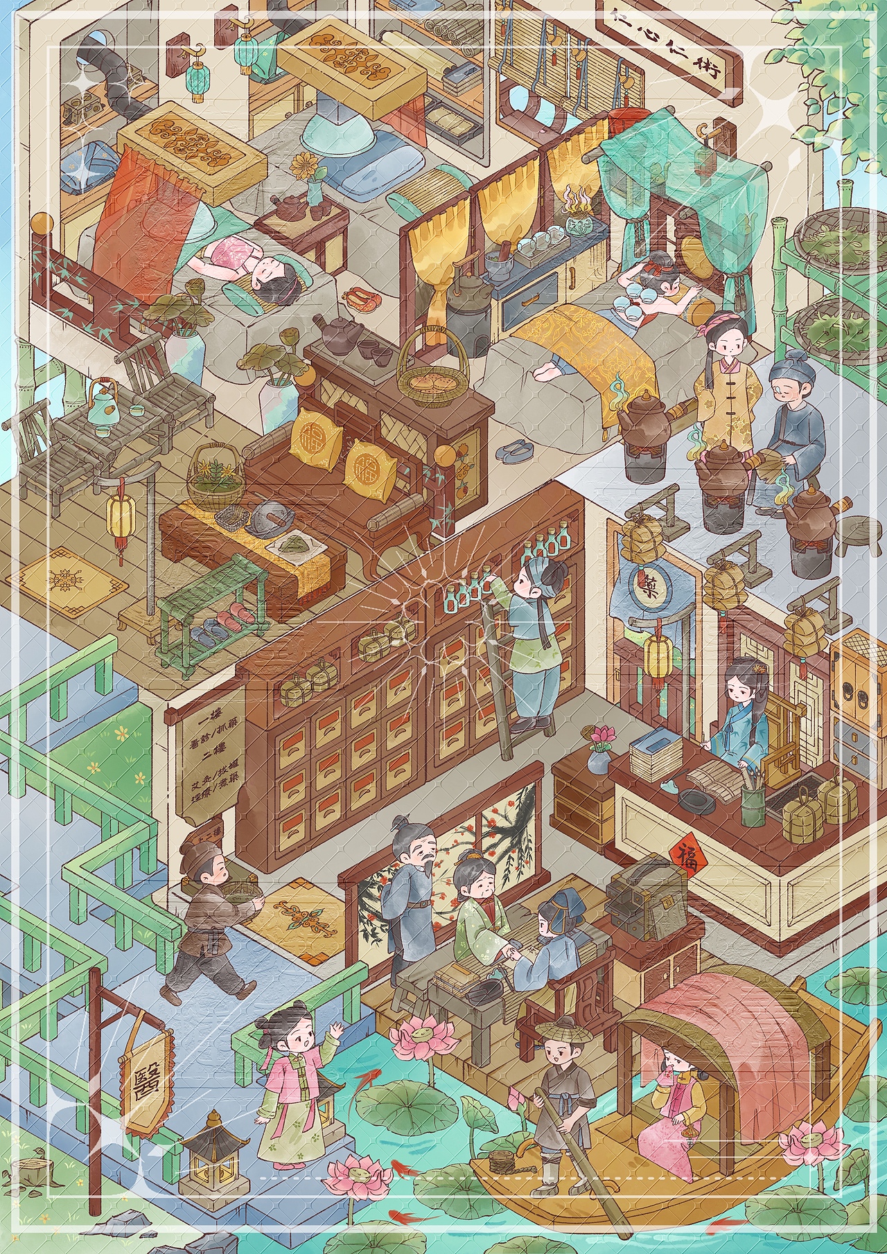 古风大场景（图ZMzk4MTI5NTgw） - 商业插画 - 站酷设计师半自动疯猫原创素材 - 站酷ZCOOL