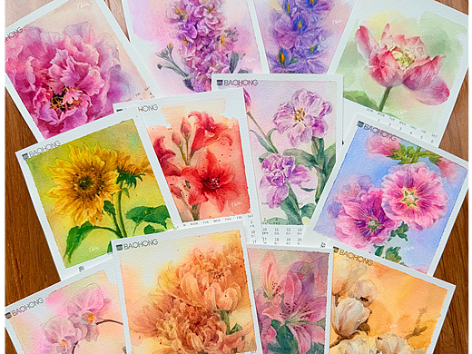 水彩花卉2026年月历