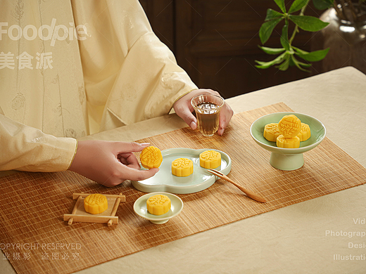 糕点摄影｜茶颜悦色·斗拱绿豆糕