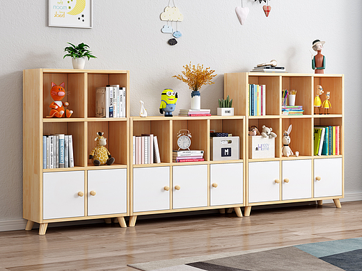 实木书架 实木书柜 白色书柜 淘宝家具3D家具效果图 