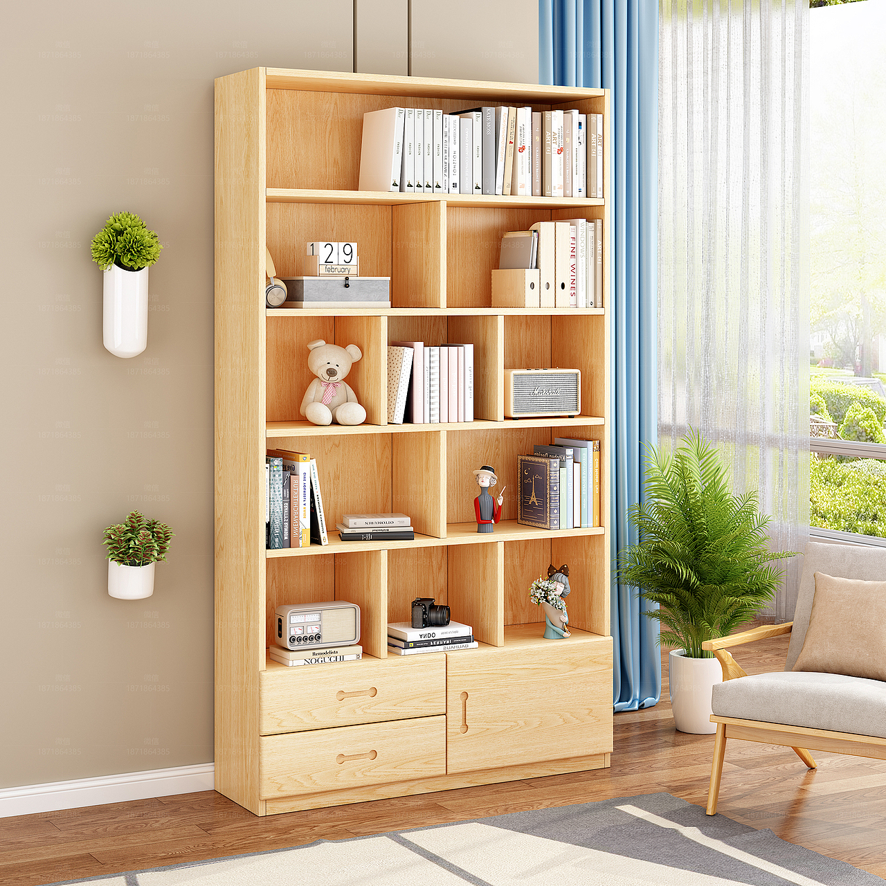 实木书架 实木书柜 多层储物书柜 家具3D家具效果图（图ZMzk4MTQ4OTU2） - 生活用品 - 站酷设计师梦景设计原创素材 - 站酷ZCOOL