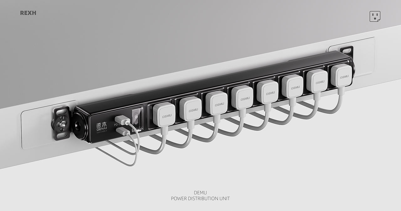 产品渲染-德木PDU插排(三)